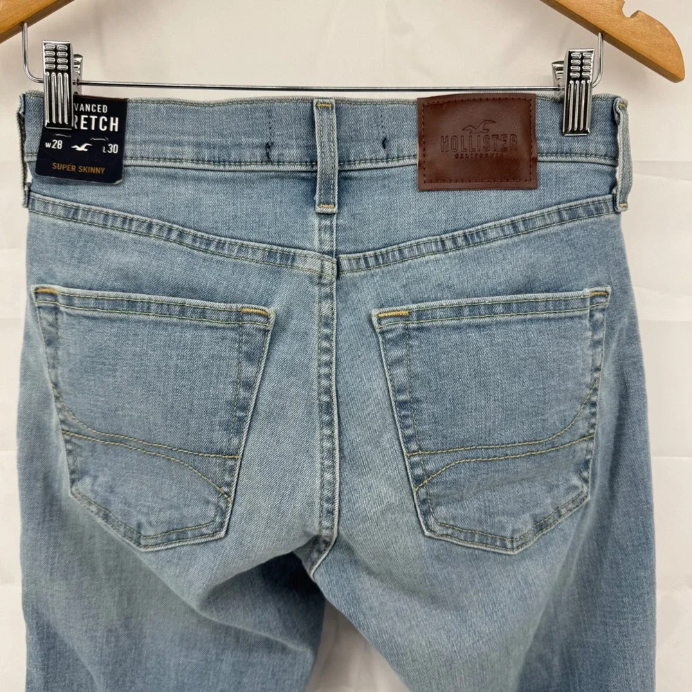 Hollister‎ Super Skinny Jeans Mens 28x30 Light Wash Advanced Stretch Denim